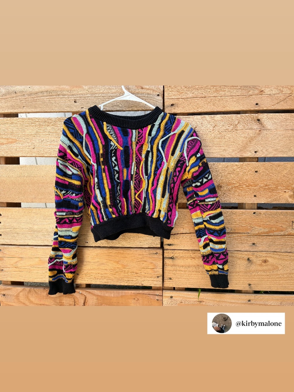 Makeup Forever Multicolor Cropped Crewneck Sweater with Black Trim